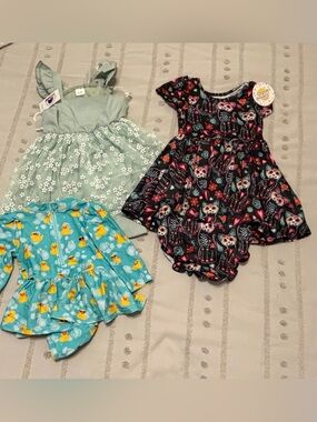 Black Cat Print Short Sleeve Baby Dress - Unbranded